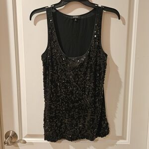 Express Black Sequin Women's Tank Top